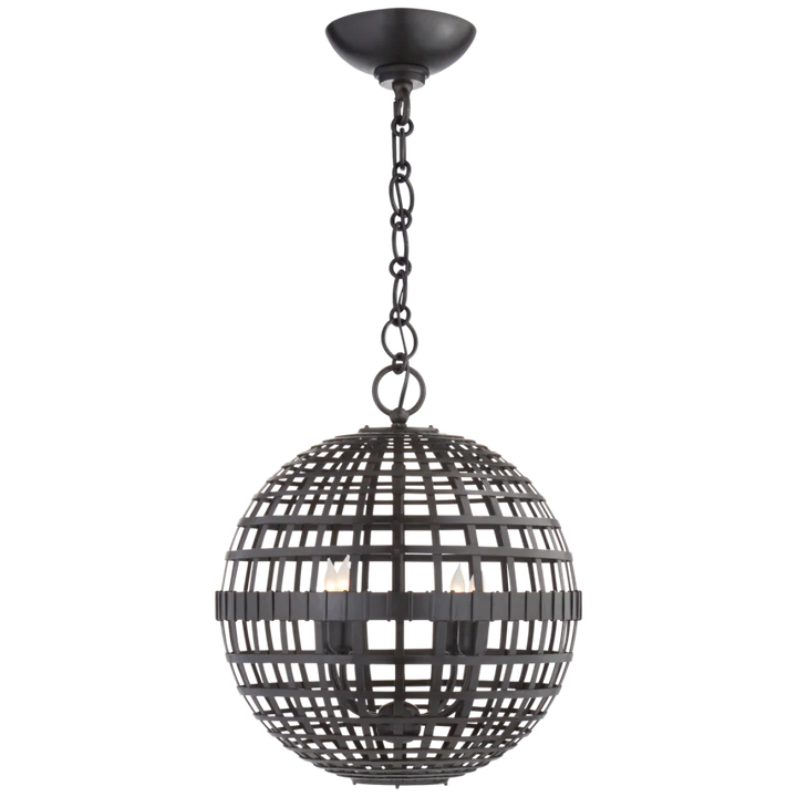 Miley Small Globe Lantern-Visual Comfort-VISUAL-ARN 5003AI-PendantsAged Iron-1-France and Son