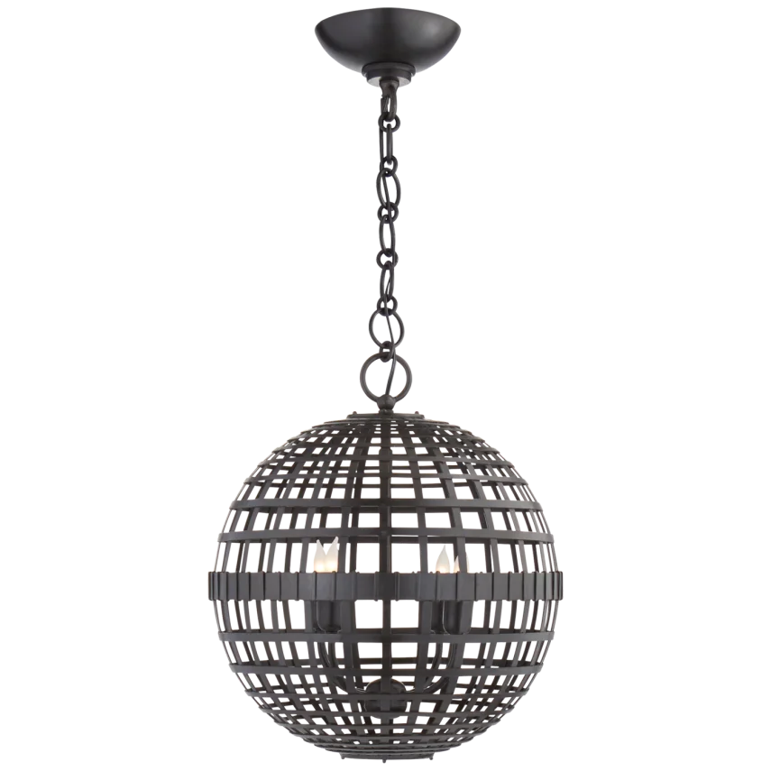 Miley Small Globe Lantern-Visual Comfort-VISUAL-ARN 5003AI-PendantsAged Iron-1-France and Son