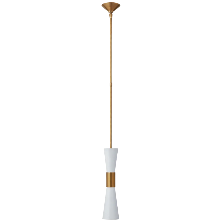 Clarrisa Medium Narrow Pendant-Visual Comfort-VISUAL-ARN 5032HAB/WHT-PendantsHand-Rubbed Antique Brass and White-2-France and Son