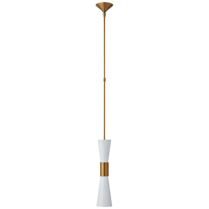 Clarrisa Medium Narrow Pendant-Visual Comfort-VISUAL-ARN 5032HAB/WHT-PendantsHand-Rubbed Antique Brass and White-2-France and Son