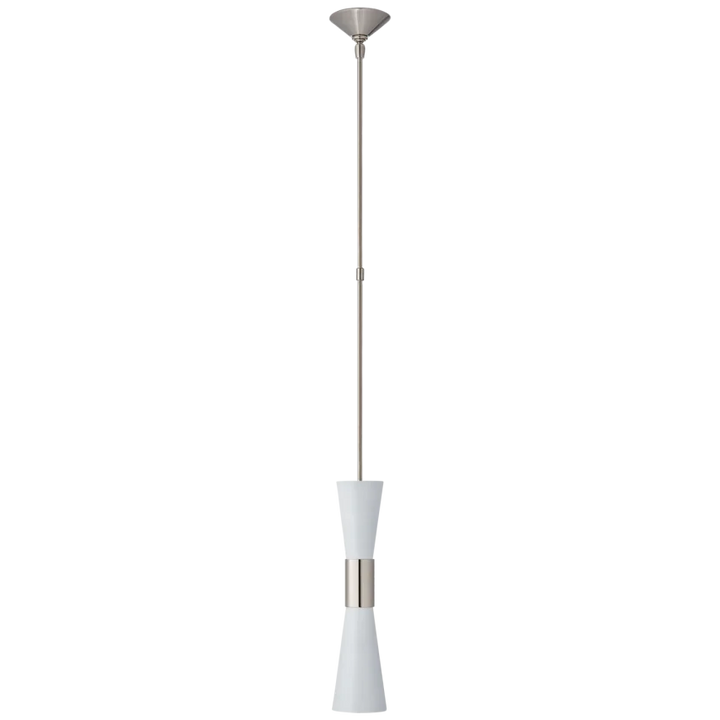 Clarrisa Medium Narrow Pendant-Visual Comfort-VISUAL-ARN 5032PN/WHT-PendantsPolished Nickel and White-5-France and Son