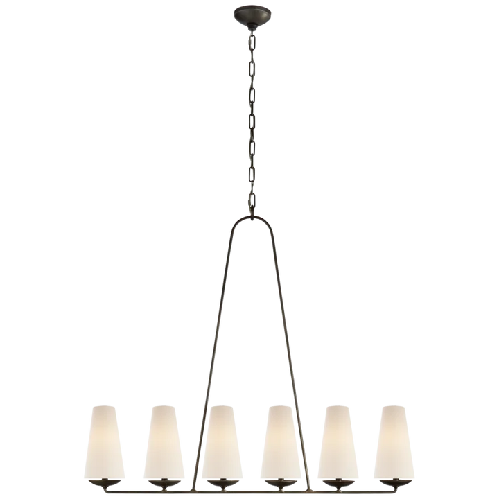 Finnegan Linear Chandelier-Visual Comfort-VISUAL-ARN 5201AI-L-ChandeliersAged Iron-Linen-1-France and Son