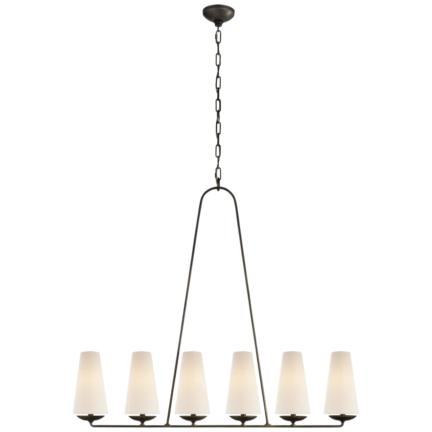 Finnegan Linear Chandelier-Visual Comfort-VISUAL-ARN 5201AI-L-ChandeliersAged Iron-Linen-1-France and Son