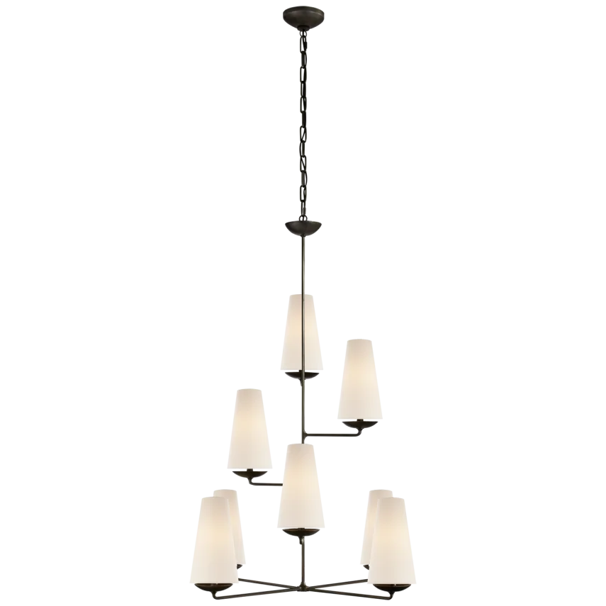 Finnegan Vertical Chandelier-Visual Comfort-VISUAL-ARN 5204AI-L-ChandeliersAged Iron-Linen-1-France and Son