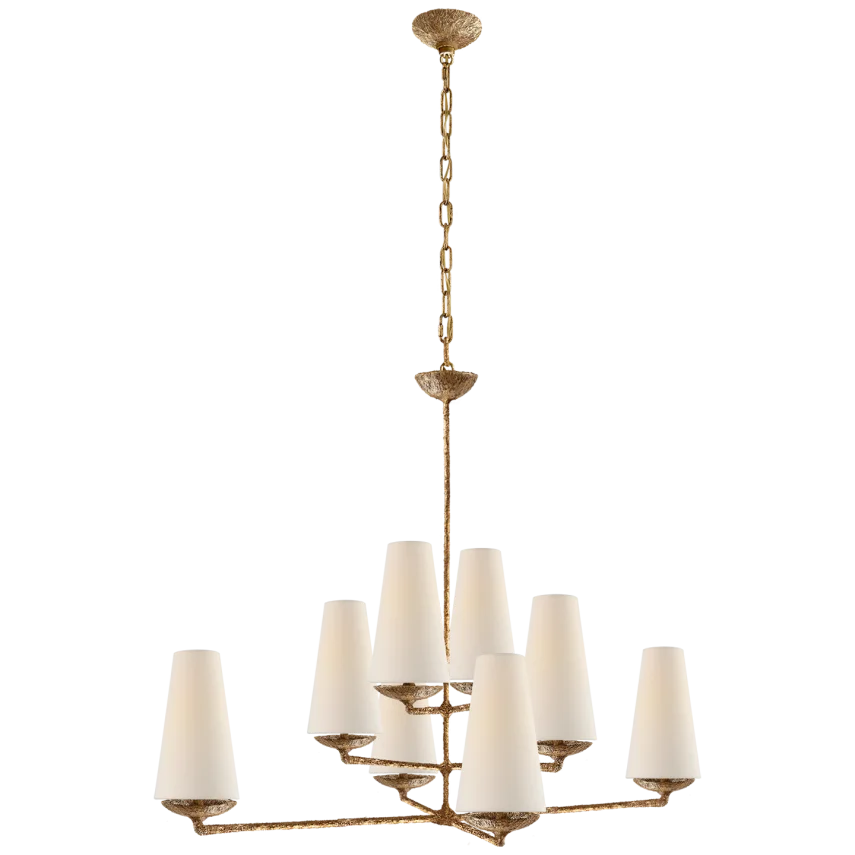 Fozzy Large Offset Chandelier-Visual Comfort-VISUAL-ARN 5205GP-L-ChandeliersGilded Plaster-2-France and Son