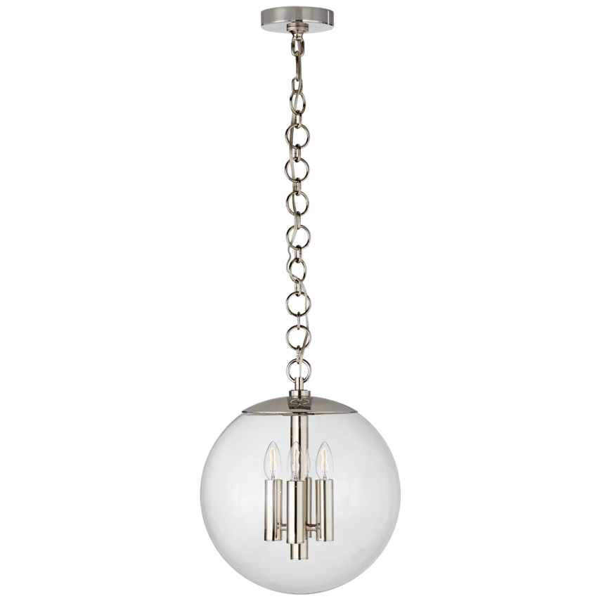 Tartan Medium Globe Pendant-Visual Comfort-VISUAL-ARN 5255PN-CG-PendantsPolished Nickel-2-France and Son