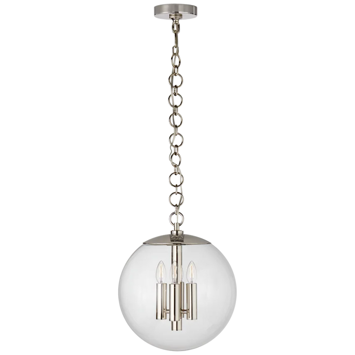 Tartan Medium Globe Pendant-Visual Comfort-VISUAL-ARN 5255PN-CG-PendantsPolished Nickel-2-France and Son