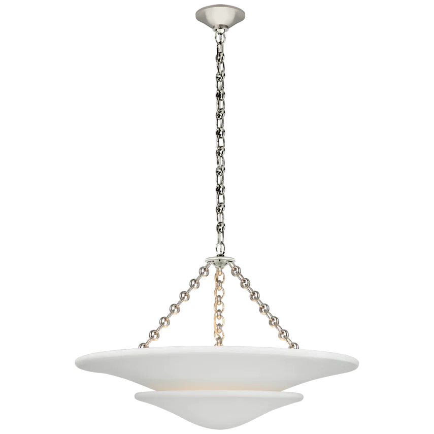 Molly Tiered Chandelier-Visual Comfort-VISUAL-ARN 5425PN-PW-ChandeliersPolished Nickel/Plaster White Shade-Medium-7-France and Son