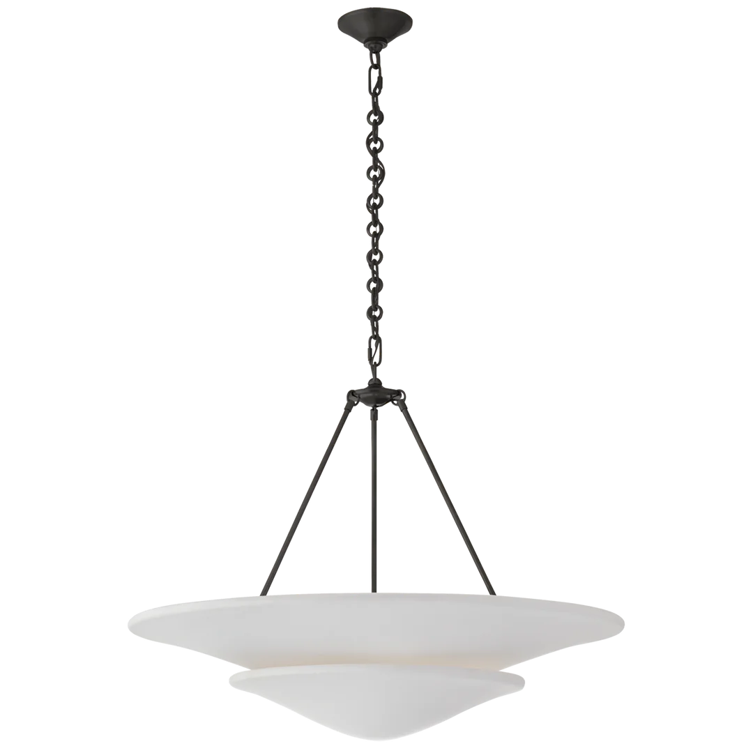 Molly Large Tiered Chandelier-Visual Comfort-VISUAL-ARN 2471PN-CG-ChandeliersBronze/Plaster White Shade-4-France and Son