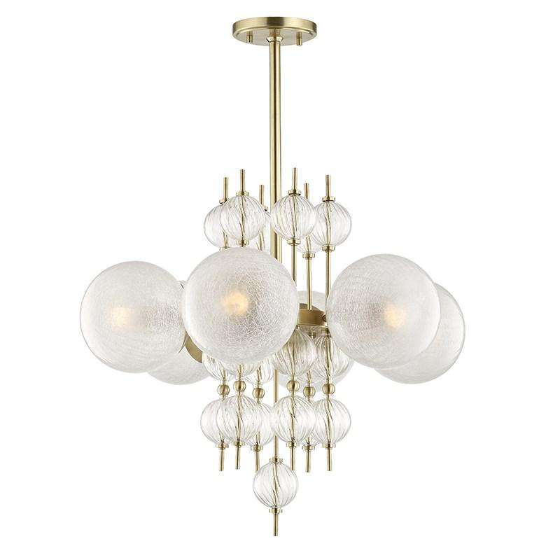 Calypso 6 Light Chandelier-Hudson Valley-HVL-6427-AGB-ChandeliersAged Brass-1-France and Son