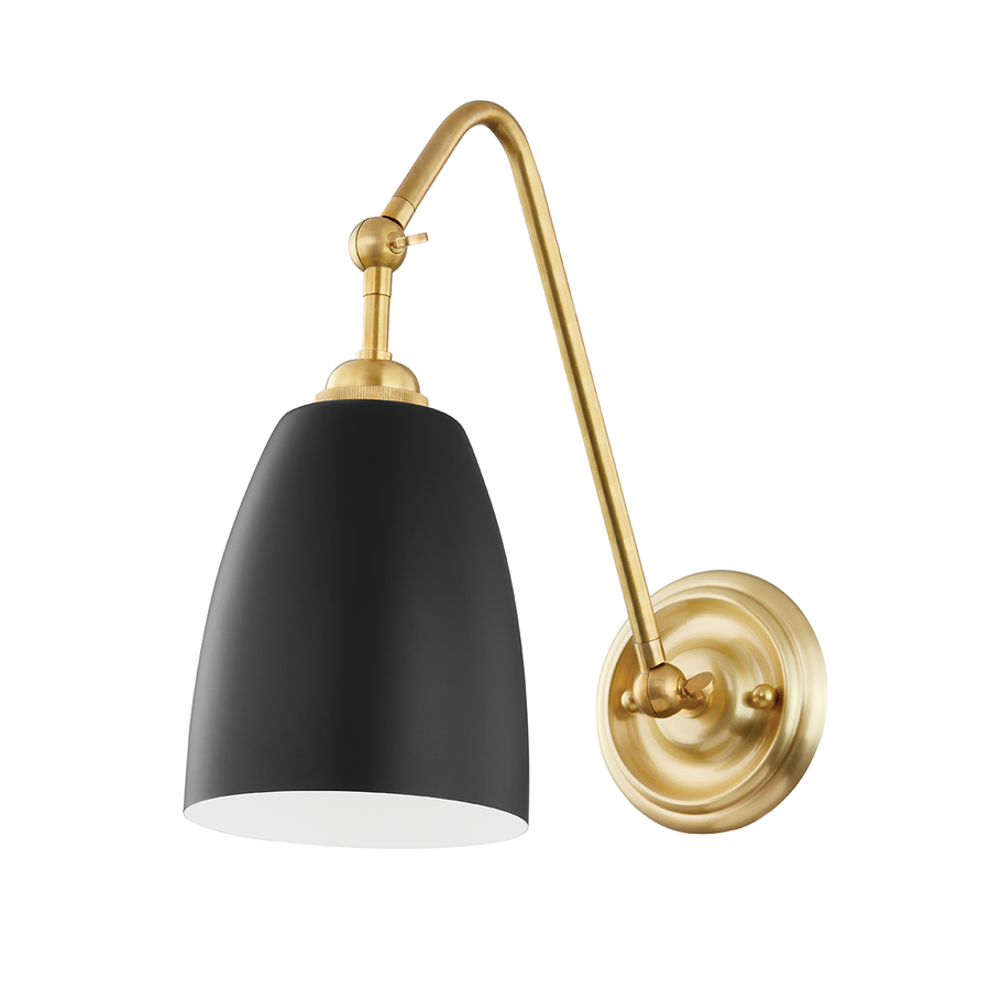 Millwood 1 Light Wall Sconce-Hudson Valley-HVL-3021-AGB/BK-Wall LightingAged Brass/Black-1-France and Son
