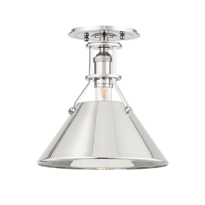 Metal No.2 1 Light Semi Flush-Hudson Valley-HVL-MDS954-PN-Flush MountsPolished Nickel-2-France and Son