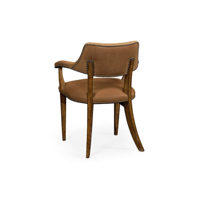 Walnut Library Arm Chair-Jonathan Charles-JCHARLES-495885-AC-WAL-L028-Dining Chairs-3-France and Son