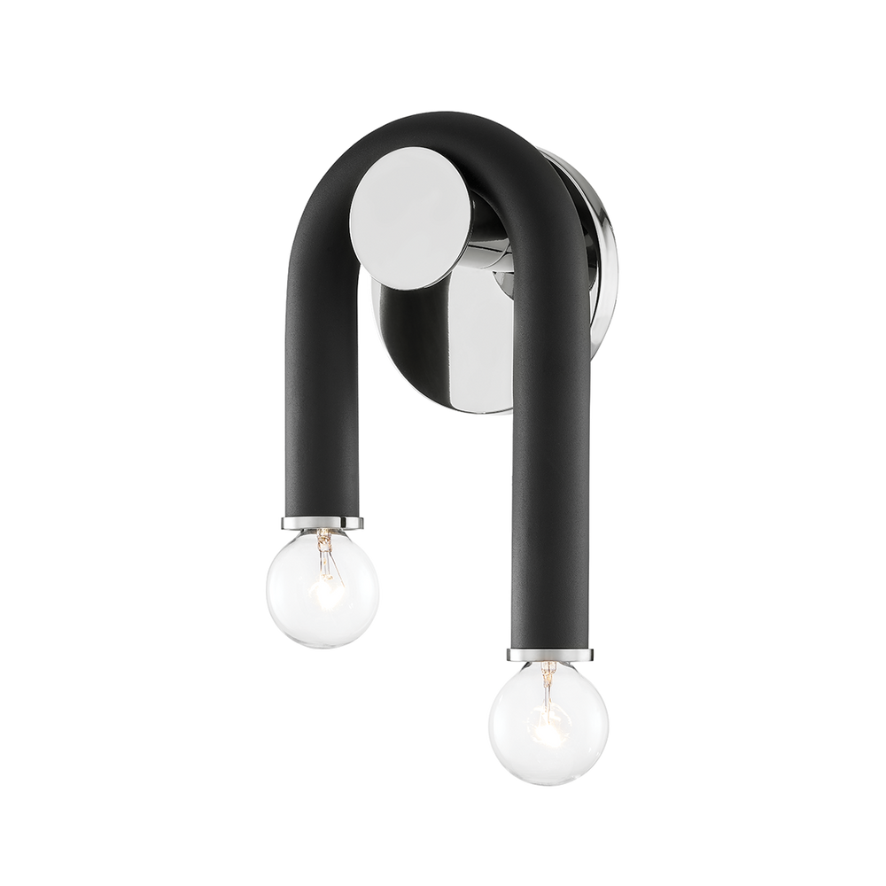 Whit 2 Light Wall Sconce-Mitzi-HVL-H382102-PN/BK-Outdoor Wall SconcesPolished Nickel / Black-2-France and Son