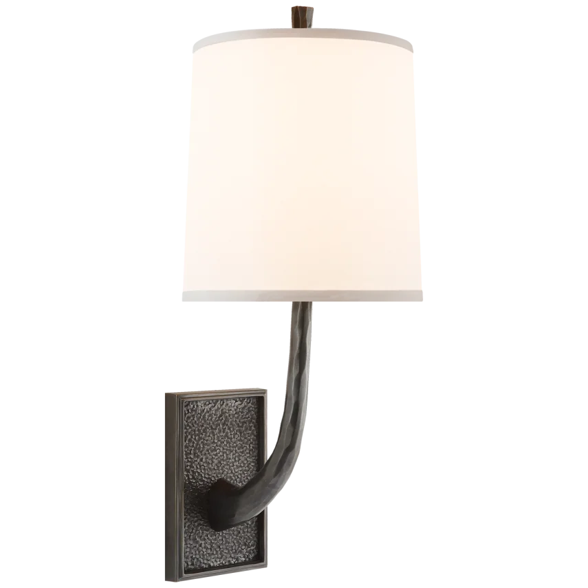 Lyna Branch Sconce-Visual Comfort-VISUAL-BBL 2030BZ-S-Wall LightingBronze-Silk Shade-2-France and Son