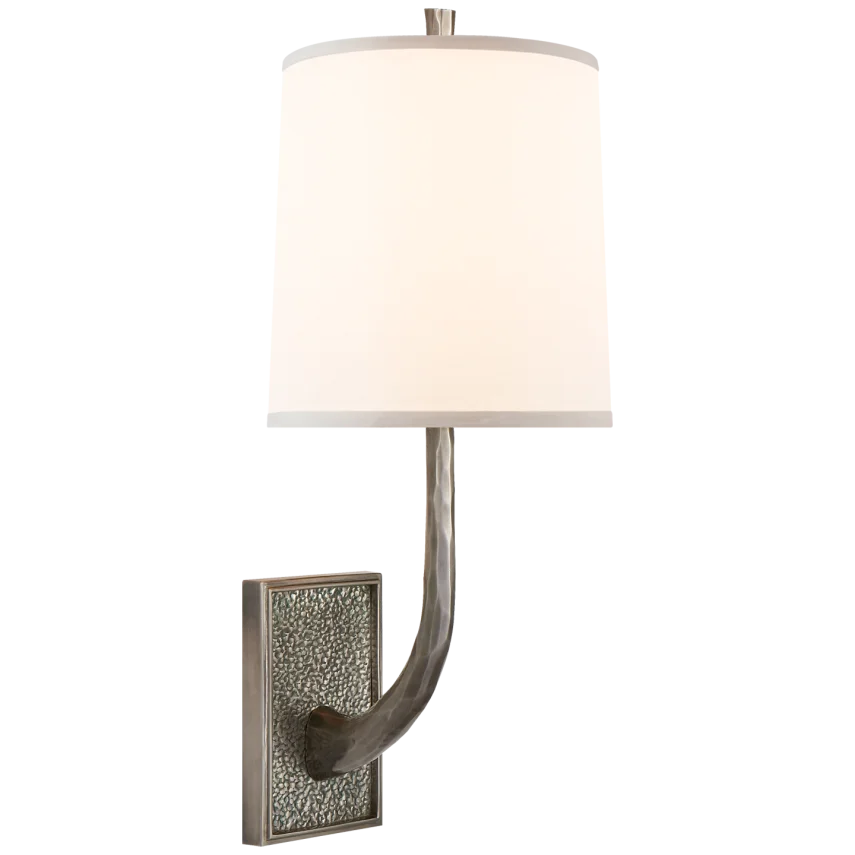 Lyna Branch Sconce-Visual Comfort-VISUAL-BBL 2030PWT-S-Wall LightingPewter-Silk Shade-4-France and Son