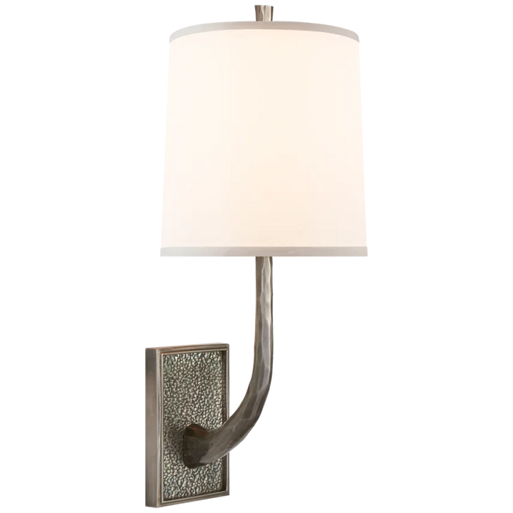 Lyna Branch Sconce-Visual Comfort-VISUAL-BBL 2030PWT-S-Wall LightingPewter-Silk Shade-4-France and Son