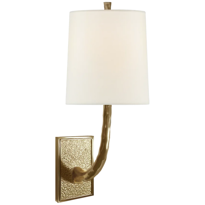 Lyna Branch Sconce-Visual Comfort-VISUAL-BBL 2030SB-L-Wall LightingSoft Brass-Linen Shade-5-France and Son