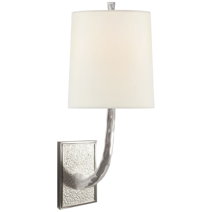 Lyna Branch Sconce-Visual Comfort-VISUAL-BBL 2030SS-L-Wall LightingSoft Silver-Linen Shade-7-France and Son