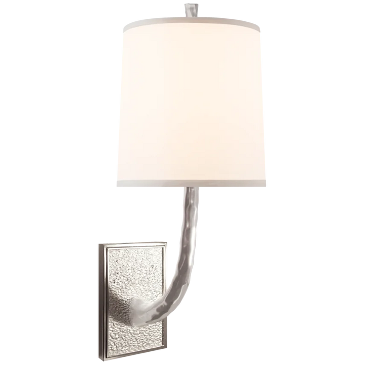 Lyna Branch Sconce-Visual Comfort-VISUAL-BBL 2030SS-S-Wall LightingSoft Silver-Silk Shade-8-France and Son