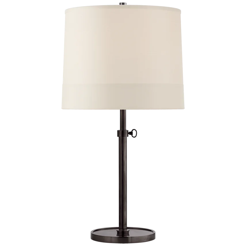 Simjusta Table Lamp-Visual Comfort-VISUAL-BBL 3023BZ-S2-Table LampsBronze-Silk Banded Shade-3-France and Son