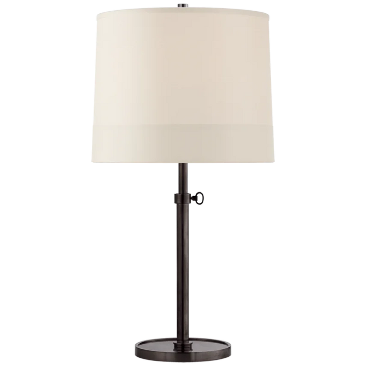 Simjusta Table Lamp-Visual Comfort-VISUAL-BBL 3023BZ-S2-Table LampsBronze-Silk Banded Shade-3-France and Son