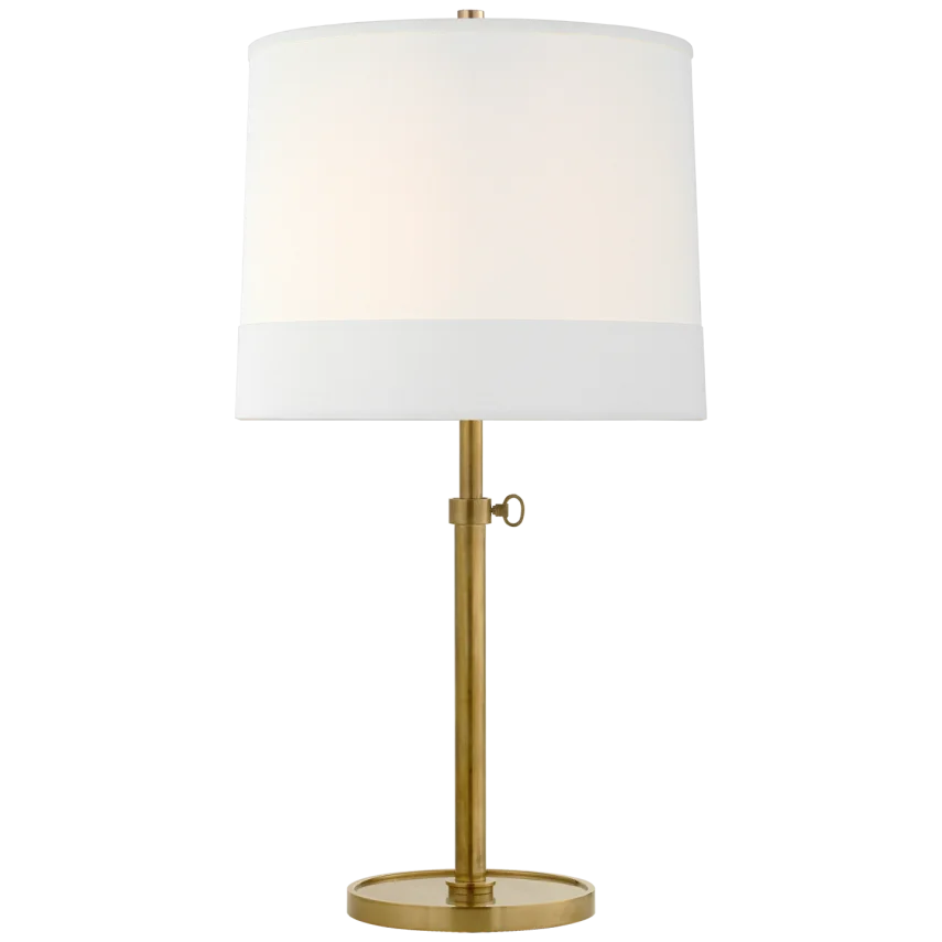 Simjusta Table Lamp-Visual Comfort-VISUAL-BBL 3023SB-L-Table LampsSoft Brass-Linen Shade-4-France and Son