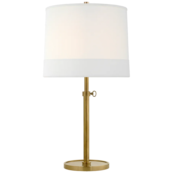 Simjusta Table Lamp-Visual Comfort-VISUAL-BBL 3023SB-L-Table LampsSoft Brass-Linen Shade-4-France and Son