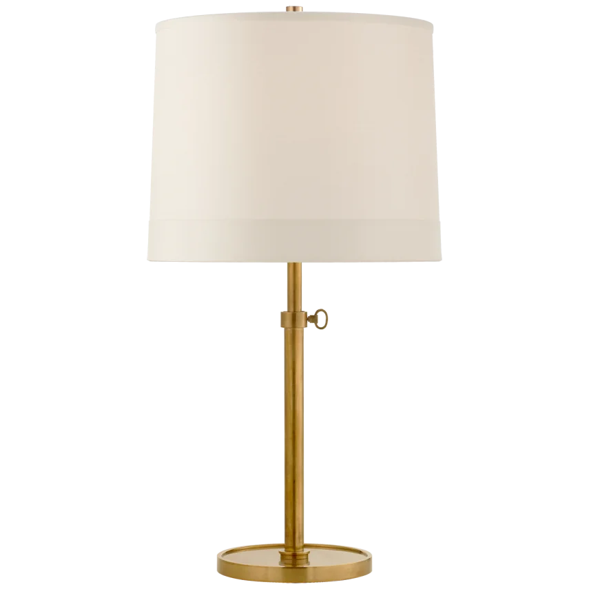 Simjusta Table Lamp-Visual Comfort-VISUAL-BBL 3023SB-S2-Table LampsSoft Brass-Silk Banded Shade-6-France and Son