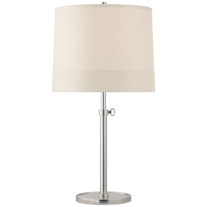 Simjusta Table Lamp-Visual Comfort-VISUAL-BBL 3023SS-S2-Table LampsSoft Silver-Silk Banded Shade-9-France and Son