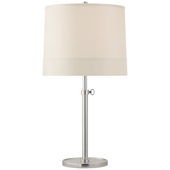 Simjusta Table Lamp-Visual Comfort-VISUAL-BBL 3023SS-S2-Table LampsSoft Silver-Silk Banded Shade-9-France and Son