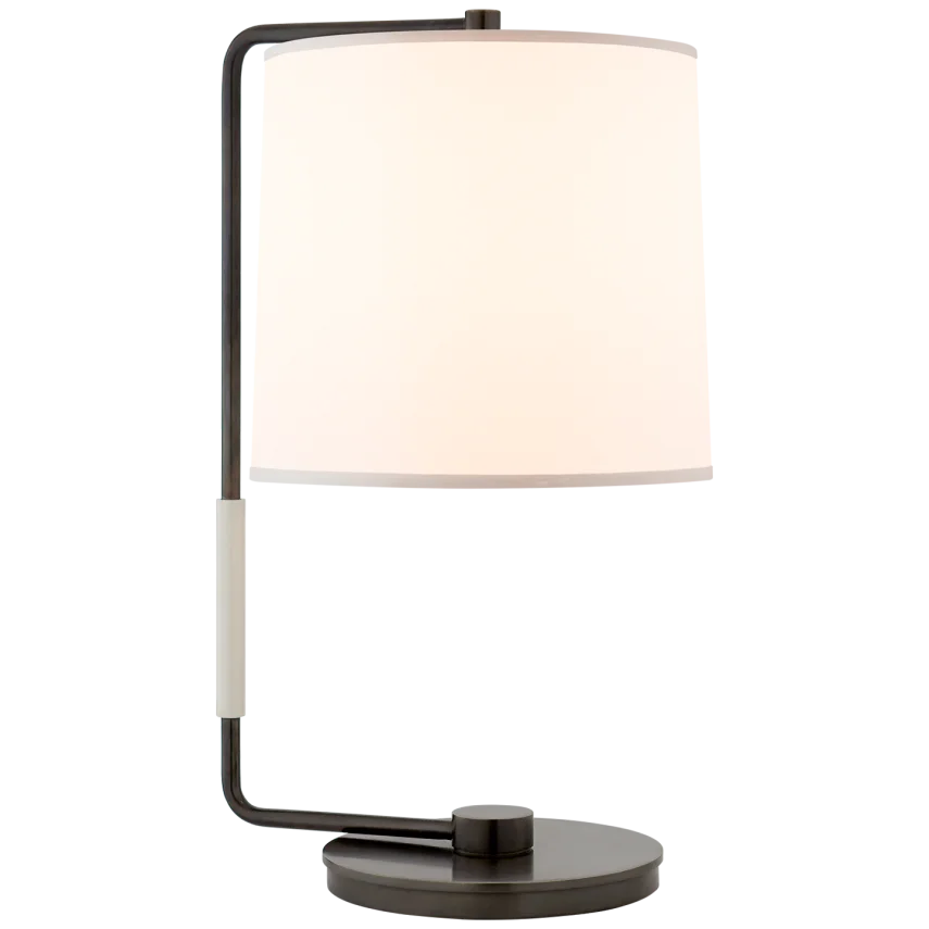 Swin Table Lamp-Visual Comfort-VISUAL-BBL 3070BZ-S-Table LampsBronze-Silk Shade-2-France and Son