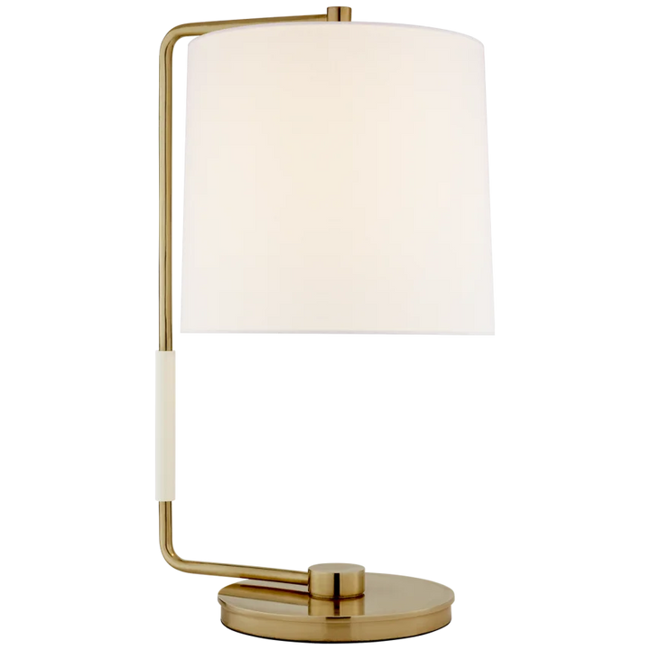 Swin Table Lamp-Visual Comfort-VISUAL-BBL 3070SB-L-Table LampsSoft Brass-Linen Shade-3-France and Son