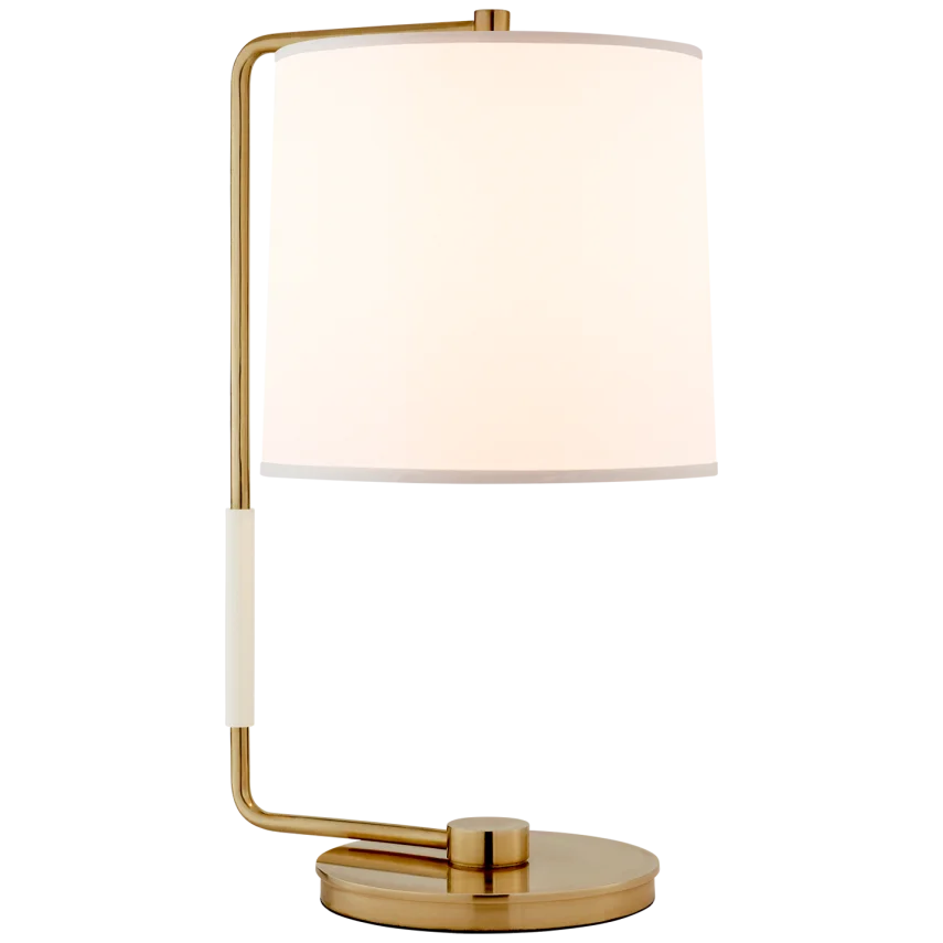 Swin Table Lamp-Visual Comfort-VISUAL-BBL 3070SB-S-Table LampsSoft Brass-Silk Shade-4-France and Son