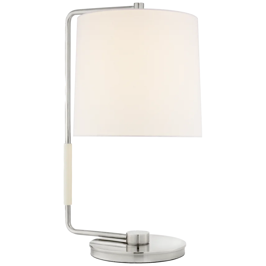 Swin Table Lamp-Visual Comfort-VISUAL-BBL 3070SS-L-Table LampsSoft Silver-Linen Shade-5-France and Son