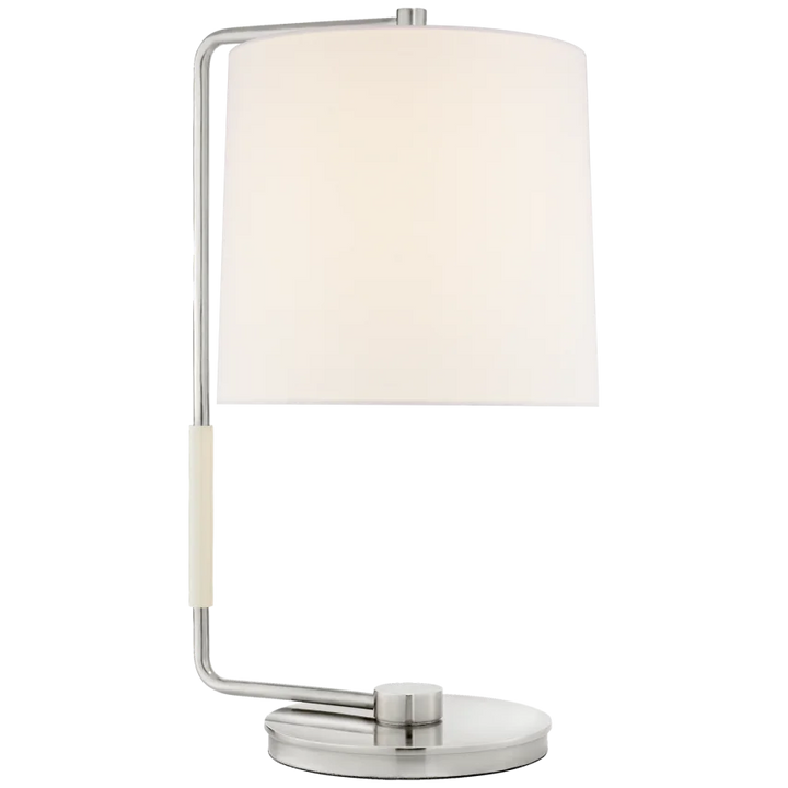 Swin Table Lamp-Visual Comfort-VISUAL-BBL 3070SS-L-Table LampsSoft Silver-Linen Shade-5-France and Son