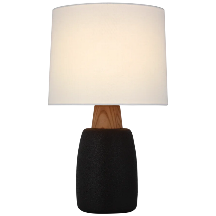 Ainun Large Table Lamp-Visual Comfort-VISUAL-BBL 3611PRB-L-Table LampsPorous Black and Natural Oak-1-France and Son