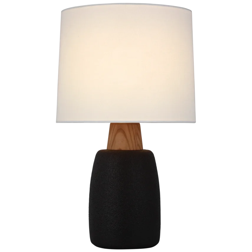 Ainun Large Table Lamp-Visual Comfort-VISUAL-BBL 3611PRB-L-Table LampsPorous Black and Natural Oak-1-France and Son