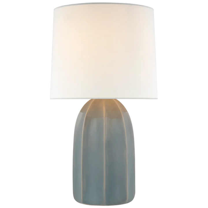 Melano Large Table Lamp-Visual Comfort-VISUAL-BBL 3620SGY-L-Table LampsSky Gray-Linen Shade-3-France and Son