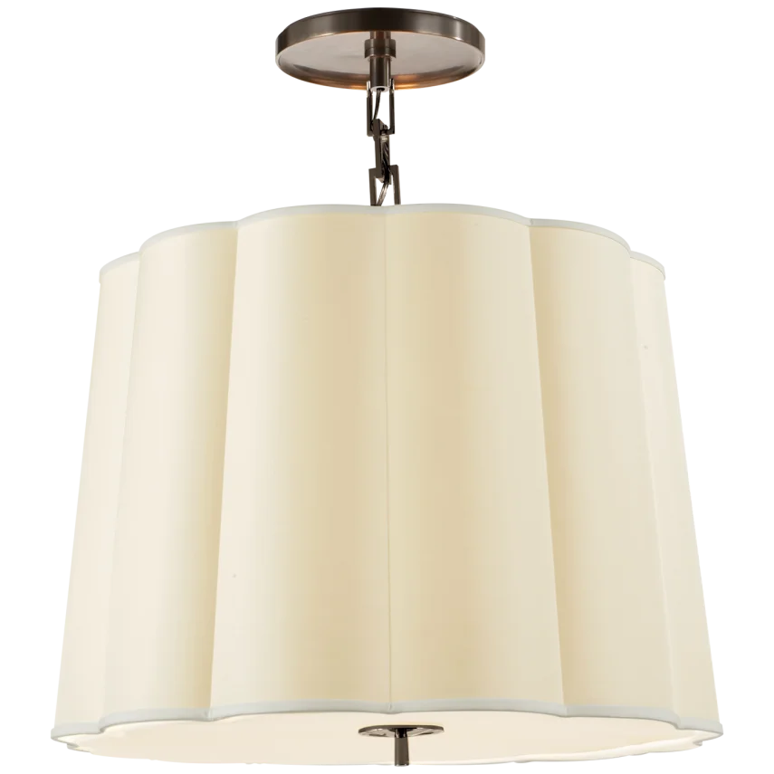 Simclop Large Hanging Shade-Visual Comfort-VISUAL-BBL 5015BZ-S-Flush MountsBronze-Silk Shade-2-France and Son