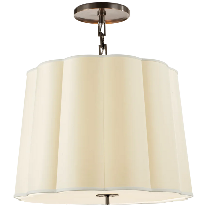 Simclop Large Hanging Shade-Visual Comfort-VISUAL-BBL 5015BZ-S-Flush MountsBronze-Silk Shade-2-France and Son