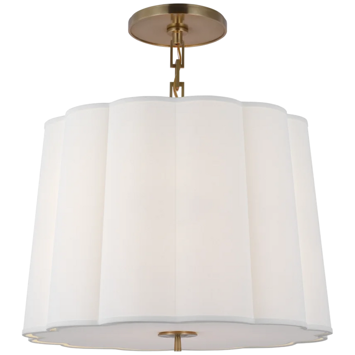 Simclop Large Hanging Shade-Visual Comfort-VISUAL-BBL 5015SB-L-Flush MountsSoft Brass-Linen Shade-3-France and Son