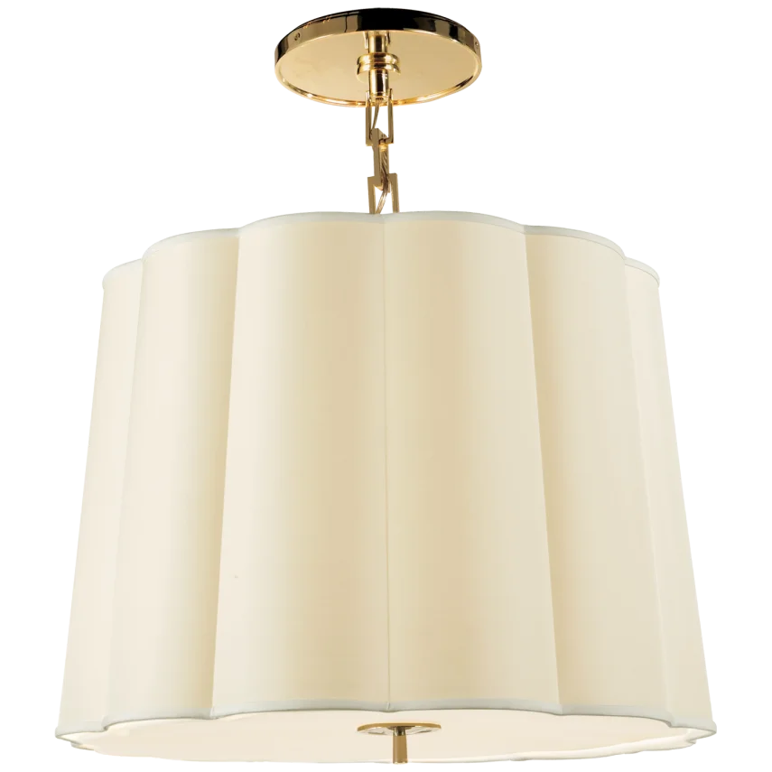 Simclop Large Hanging Shade-Visual Comfort-VISUAL-BBL 5015SB-S-Flush MountsSoft Brass-Silk Shade-4-France and Son