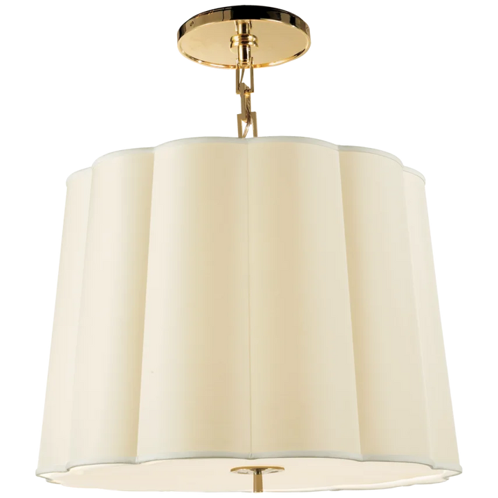 Simclop Large Hanging Shade-Visual Comfort-VISUAL-BBL 5015SB-S-Flush MountsSoft Brass-Silk Shade-4-France and Son