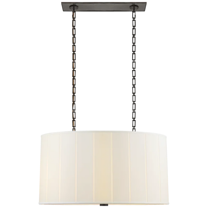 Poppy Oval Hanging Shade-Visual Comfort-VISUAL-BBL 5031BZ-S-Outdoor LanternsBronze with Silk Shade-1-France and Son