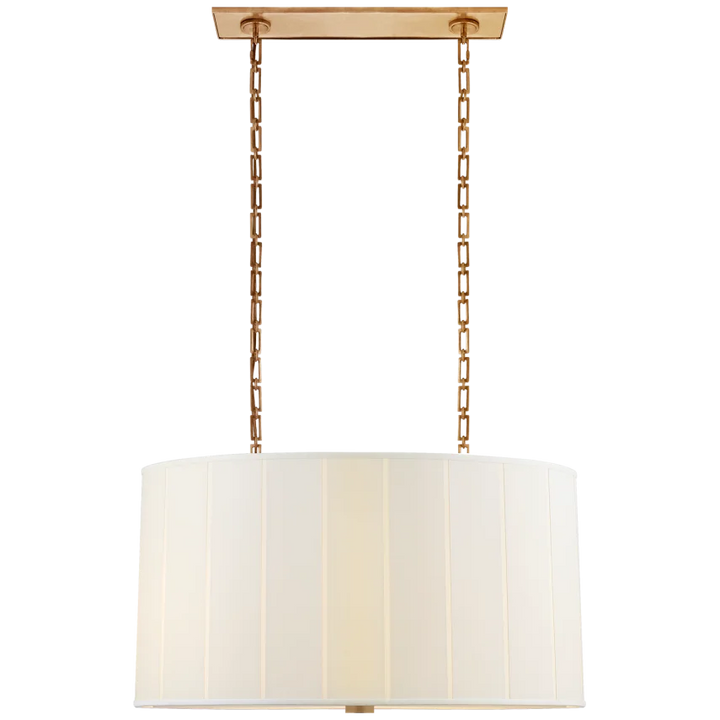 Poppy Oval Hanging Shade-Visual Comfort-VISUAL-BBL 5031SB-S-Outdoor LanternsSoft Brass with Silk Shade-3-France and Son