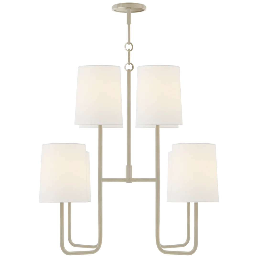 Leigh Medium Chandelier-Visual Comfort-VISUAL-BBL 5081CW-L-ChandeliersChina White-Linen Shades-3-France and Son