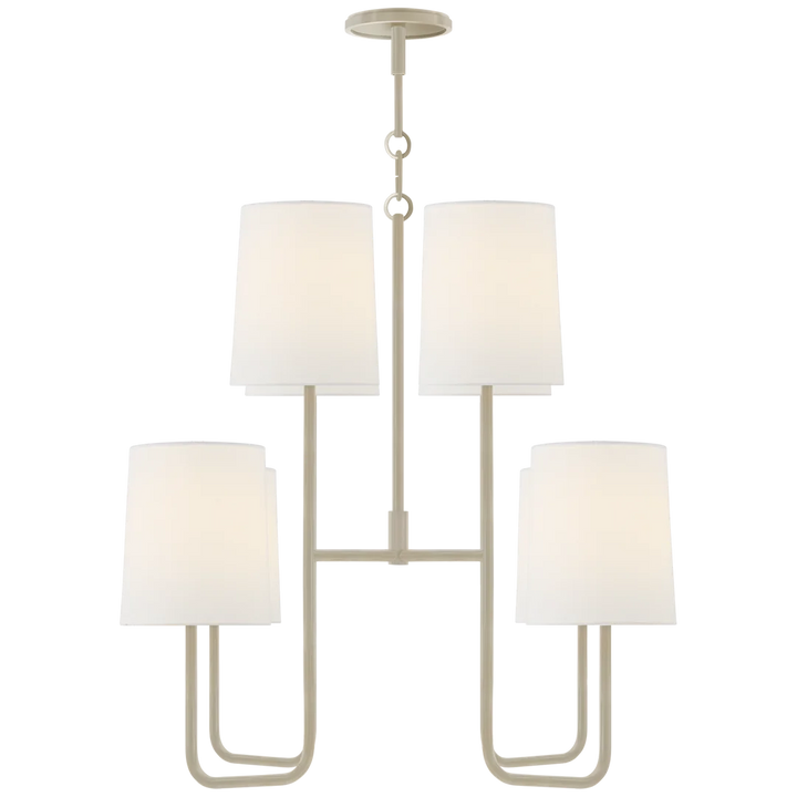 Leigh Medium Chandelier-Visual Comfort-VISUAL-BBL 5081CW-L-ChandeliersChina White-Linen Shades-3-France and Son