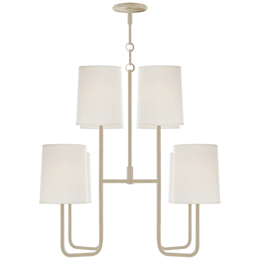 Leigh Medium Chandelier-Visual Comfort-VISUAL-BBL 5081CW-S-ChandeliersChina White-Silk Shades-4-France and Son