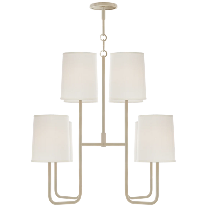 Leigh Medium Chandelier-Visual Comfort-VISUAL-BBL 5081CW-S-ChandeliersChina White-Silk Shades-4-France and Son